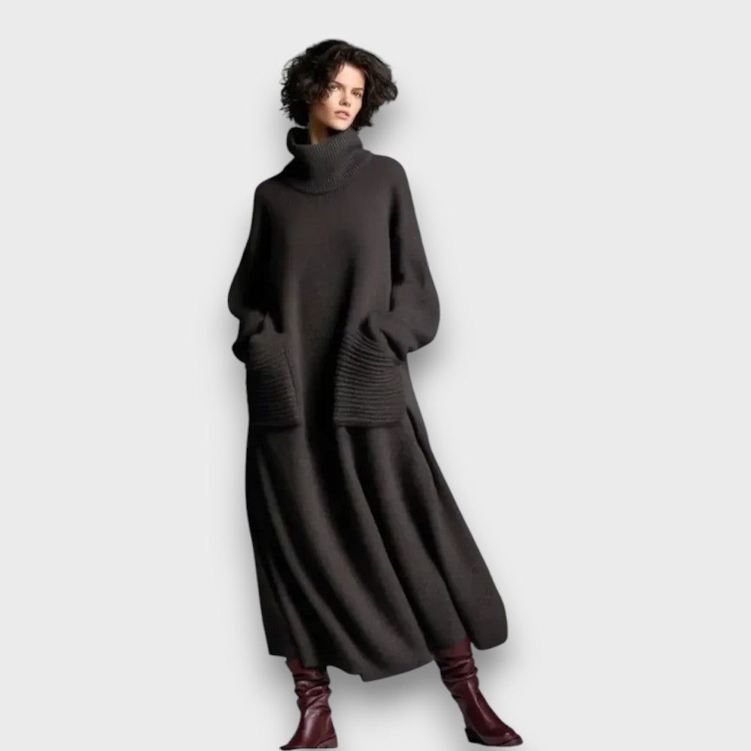 Renasha – Cozy High-Neck Relaxed Knit Dress