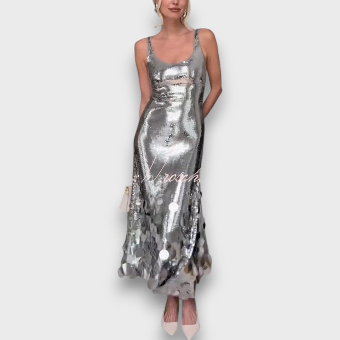 Elara – Round Tassels Hem Back Cutout Tank Maxi Dress