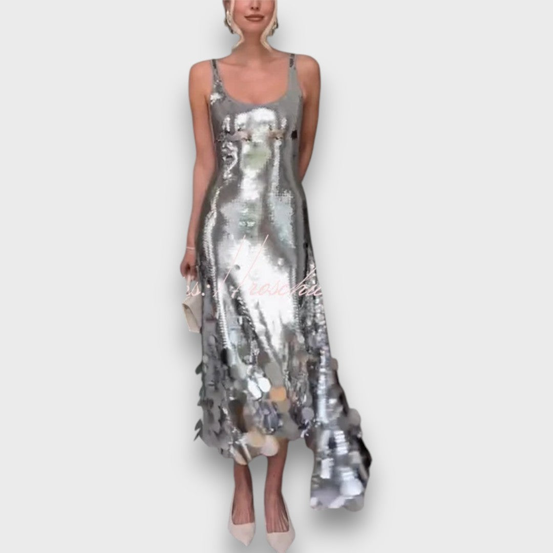 Elara – Round Tassels Hem Back Cutout Tank Maxi Dress