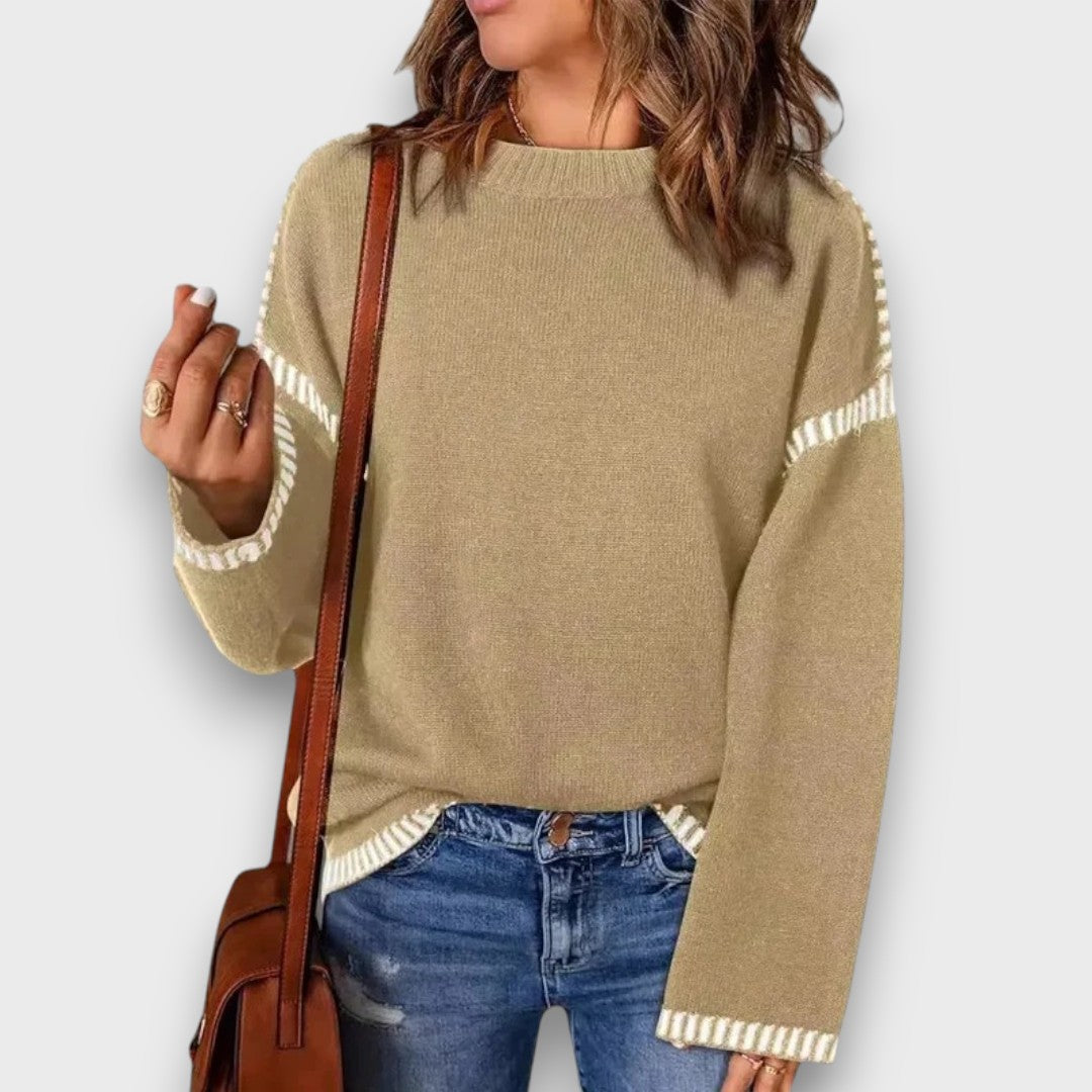 Corvella – Striped Trim Sweater