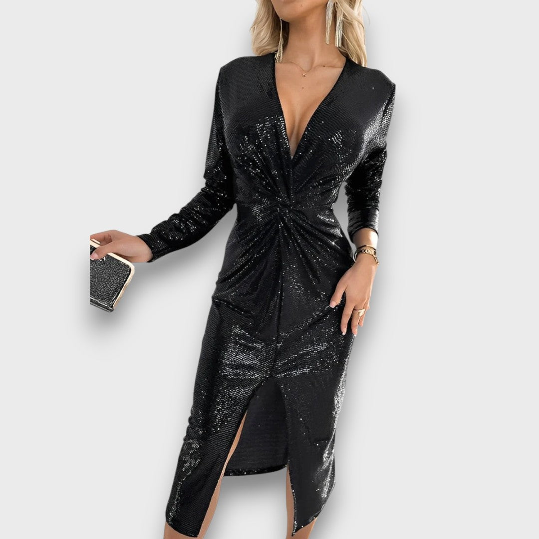 Mariele – Elegant Sequin Evening Dress with Front Slit