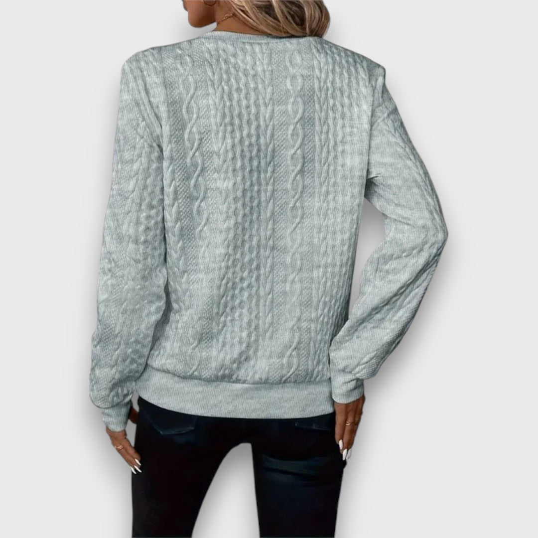 Solena – Cable-Knit Zip Front Sweater