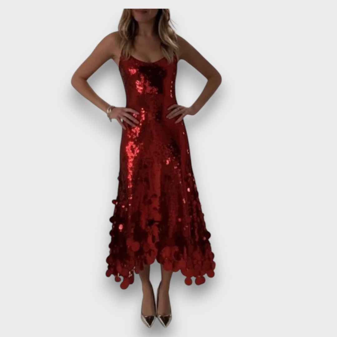 Elara – Round Tassels Hem Back Cutout Tank Maxi Dress