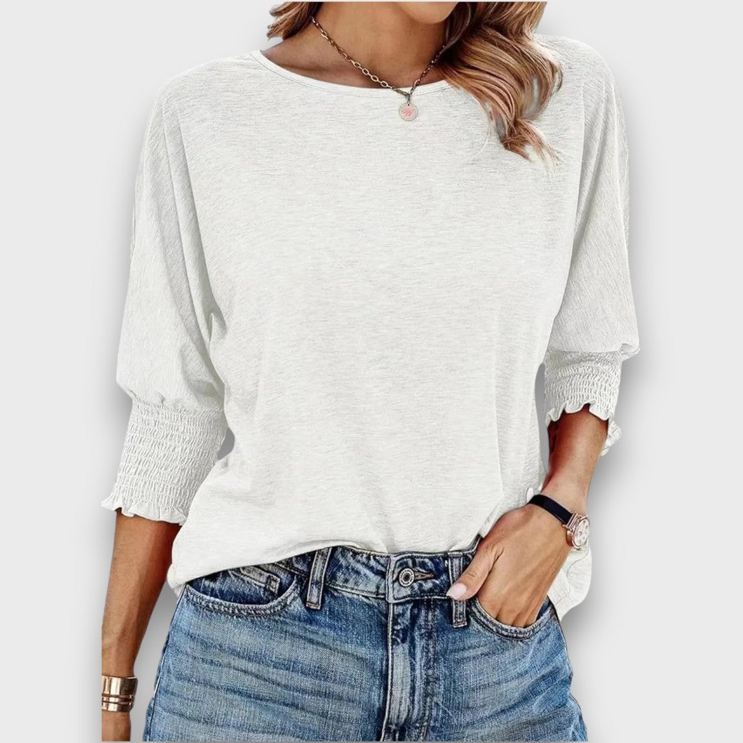 Marelia – Casual Smocked-Sleeve Tee