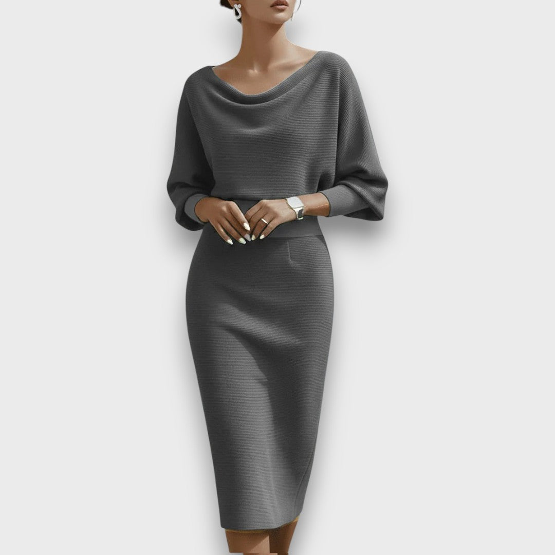 Lunaria – Draped Batwing Midi Dress