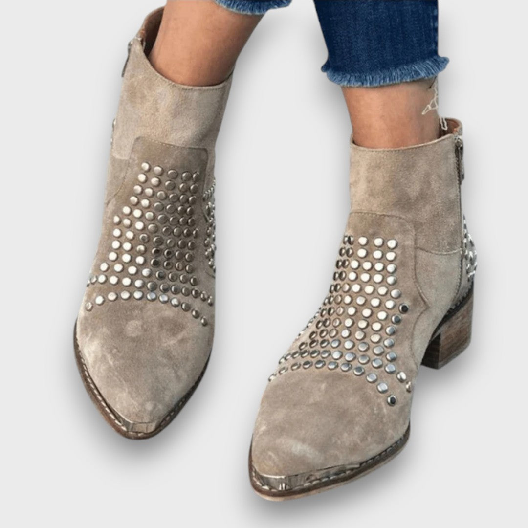 Mirella – Mid-Heel Ankle Boot with Print