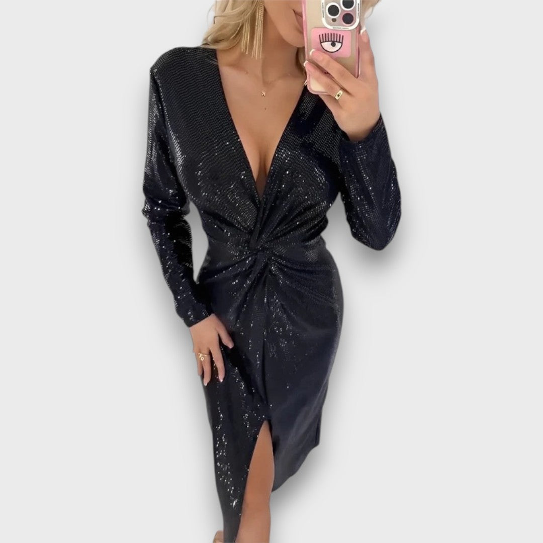 Mariele – Elegant Sequin Evening Dress with Front Slit