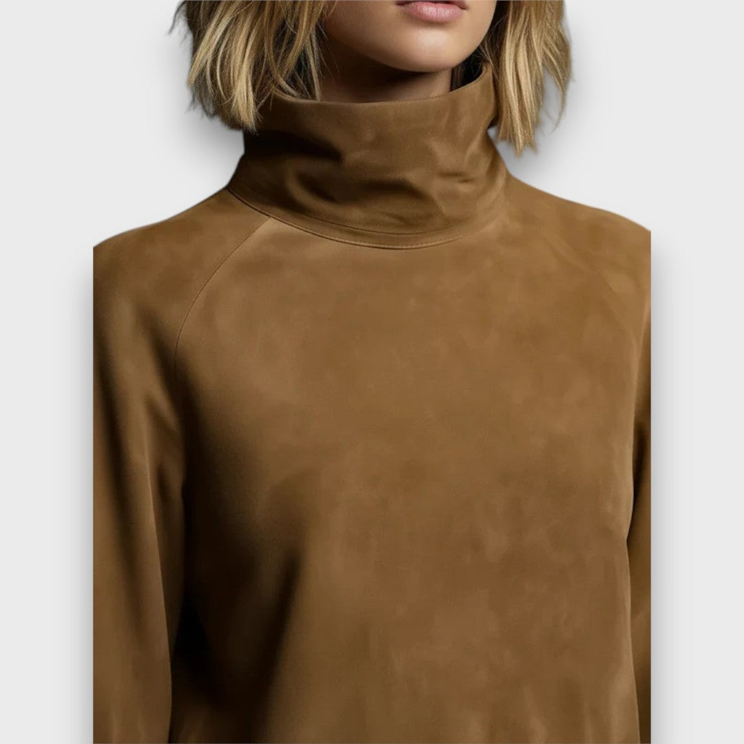 Lillane – Suede Turtleneck Mini Dress