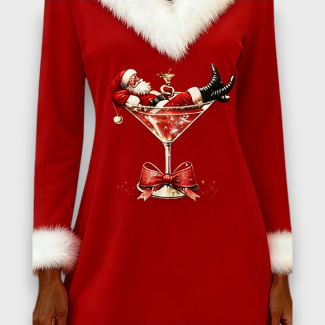 Mirella – Christmas Fur-Collar Holiday Dress