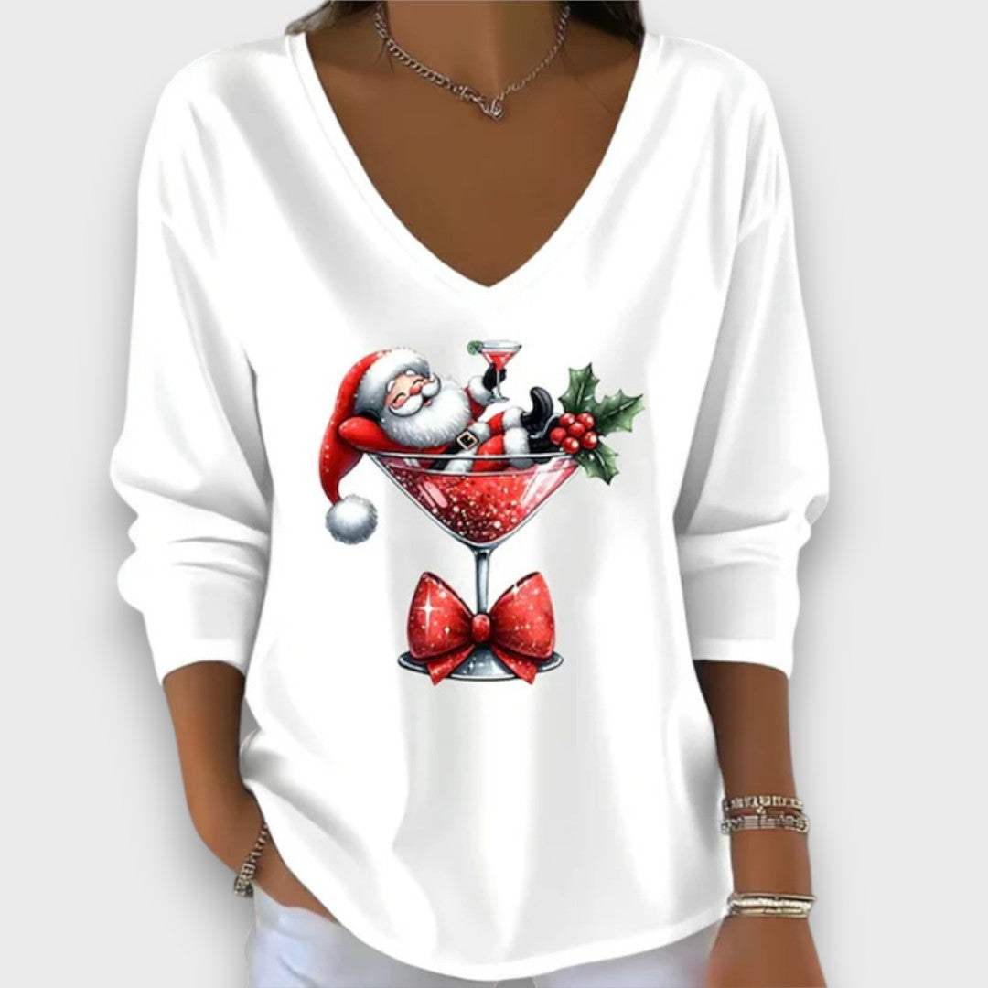 Sarella – Santa Cocktail V-Neck Top