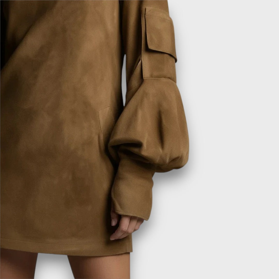 Lillane – Suede Turtleneck Mini Dress