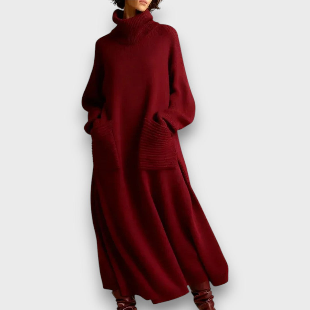 Renasha – Cozy High-Neck Relaxed Knit Dress