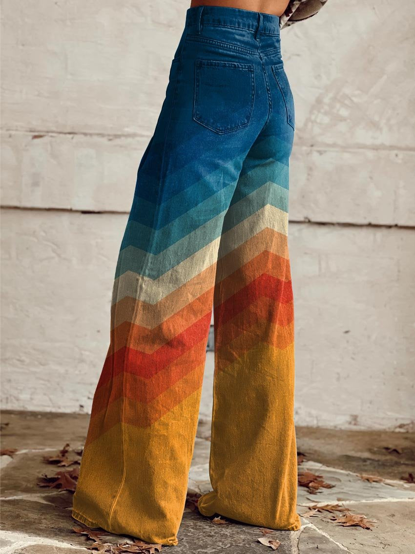 Grace™ - Stylish Multicolored Striped Wide Leg Pants