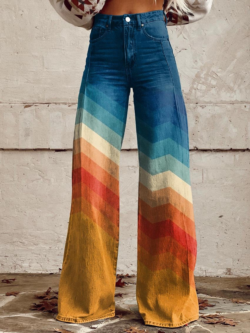 Grace™ - Stylish Multicolored Striped Wide Leg Pants
