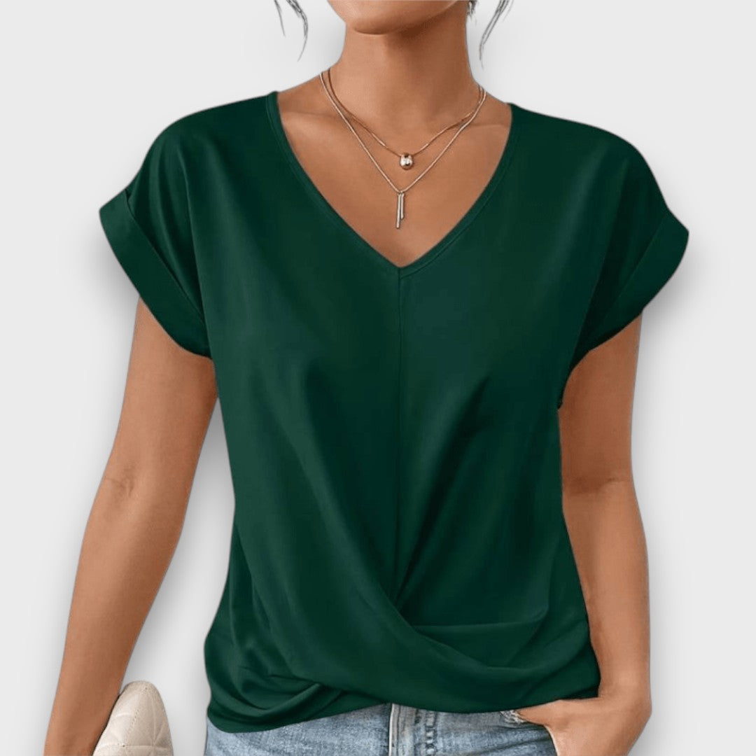 Serelis – Feminine V-Neck Top with Gentle Draping