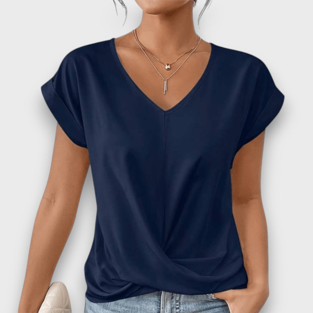 Serelis – Feminine V-Neck Top with Gentle Draping