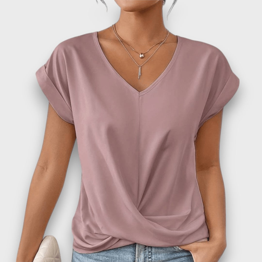 Serelis – Feminine V-Neck Top with Gentle Draping