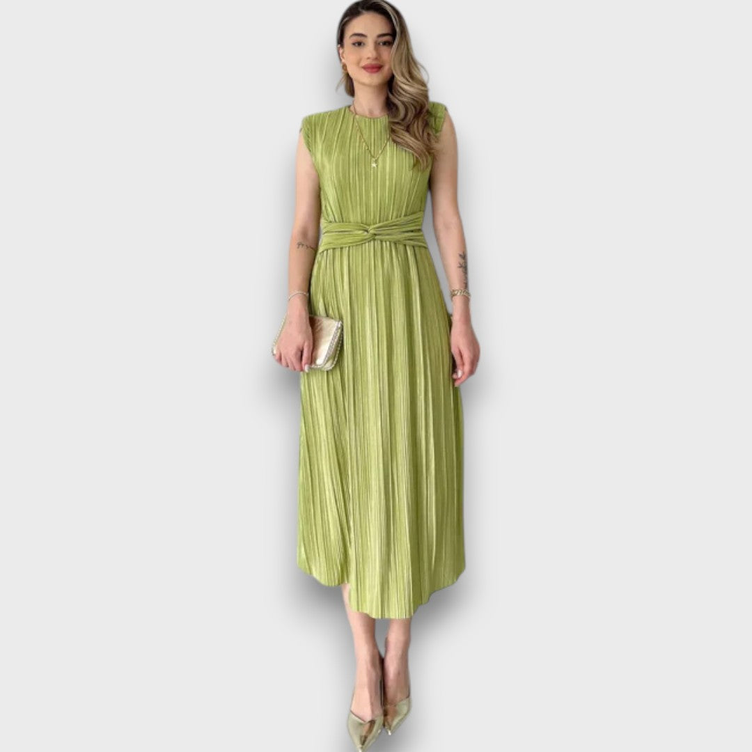 Nirelle – Pleated Midi Dress with Waist Detail