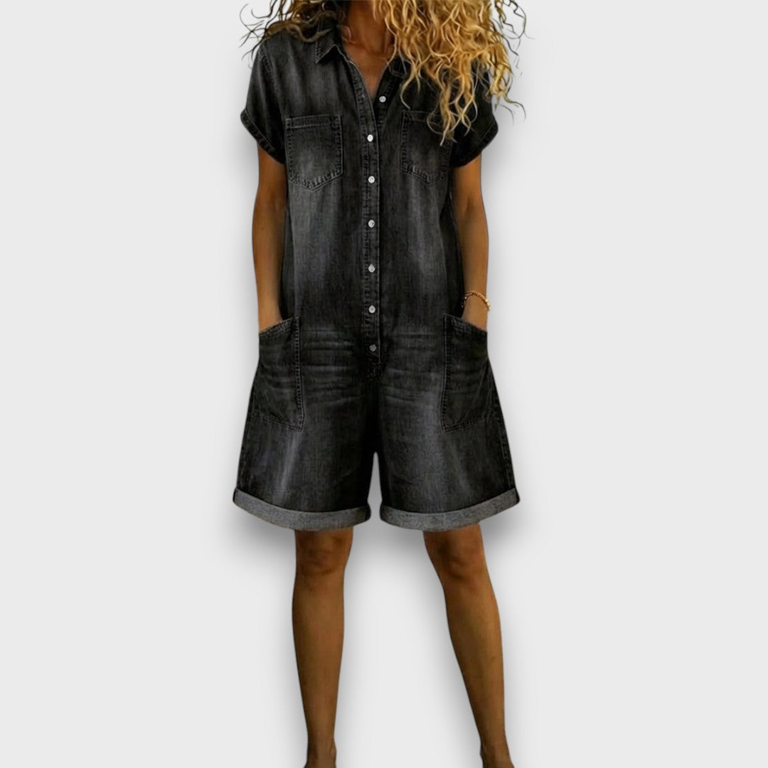 Vana – Denim Shorts Jumpsuit