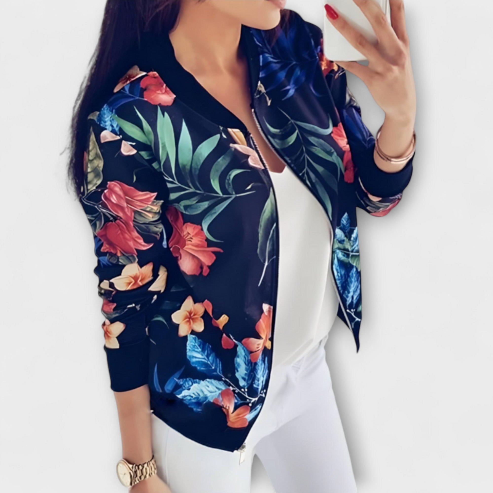 Kalira – Bomber Jacket with Floral Pattern