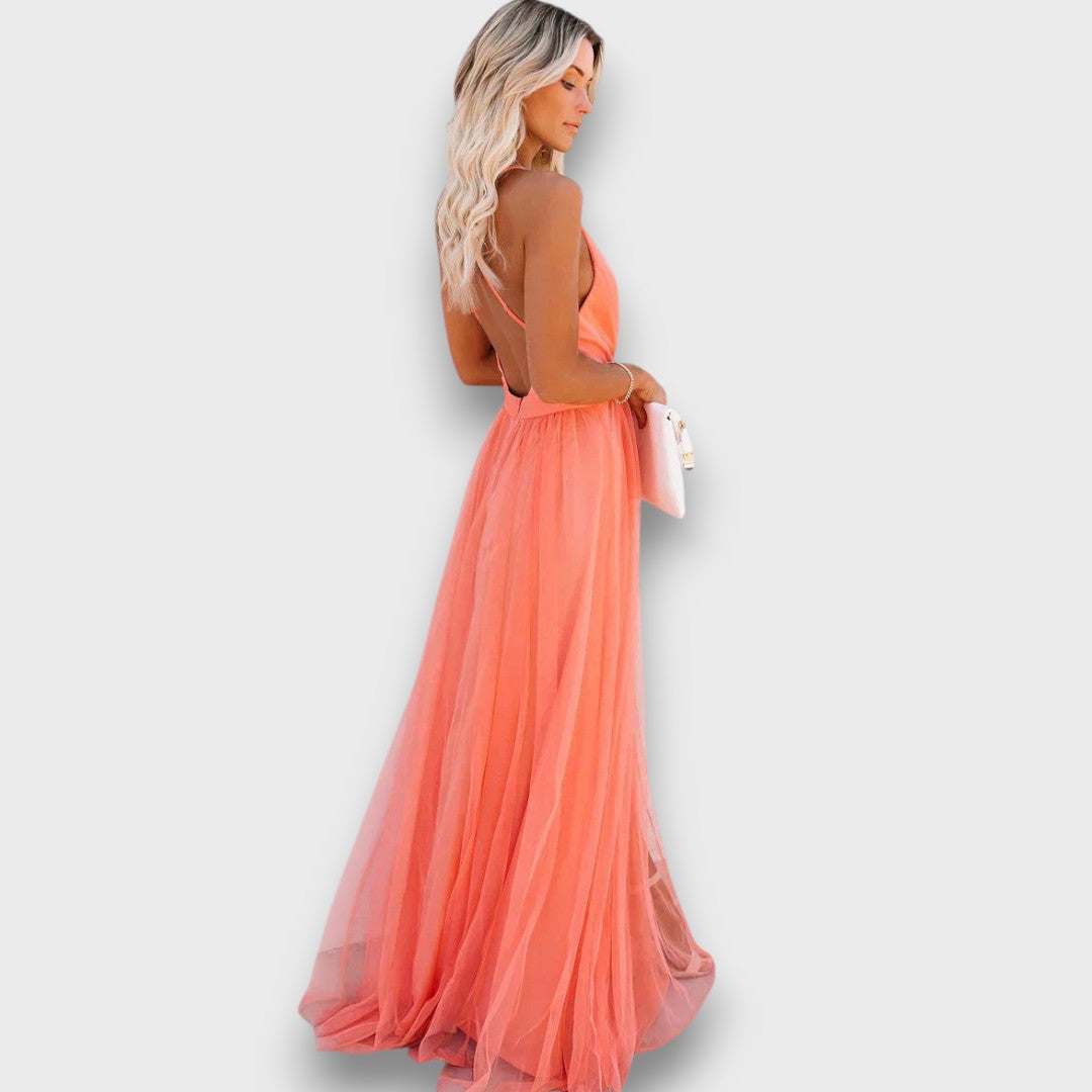 Lunara – Airy Maxi Dress Elegance in Peach
