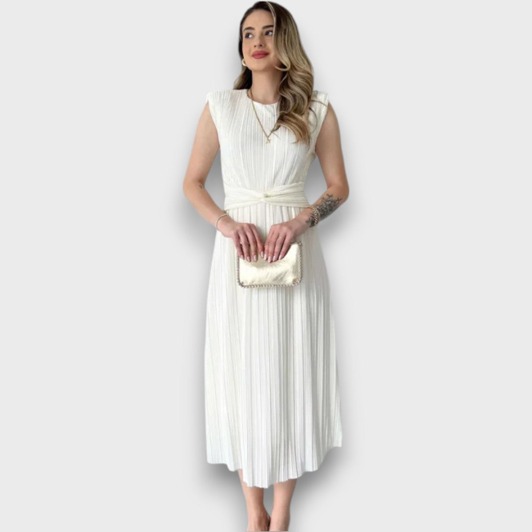 Nirelle – Pleated Midi Dress with Waist Detail