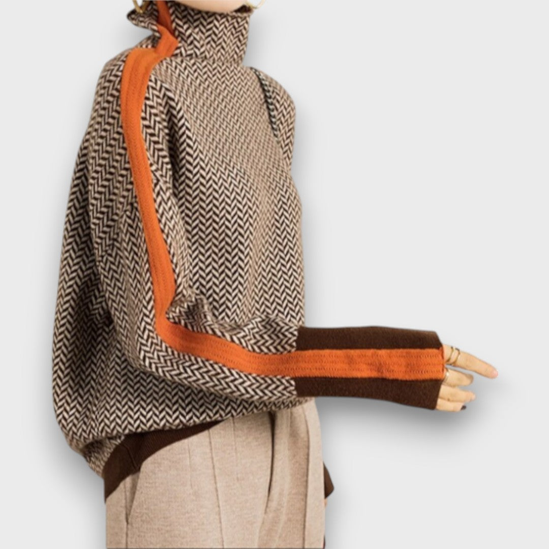 Eleanora – Herringbone Turtleneck Sweater