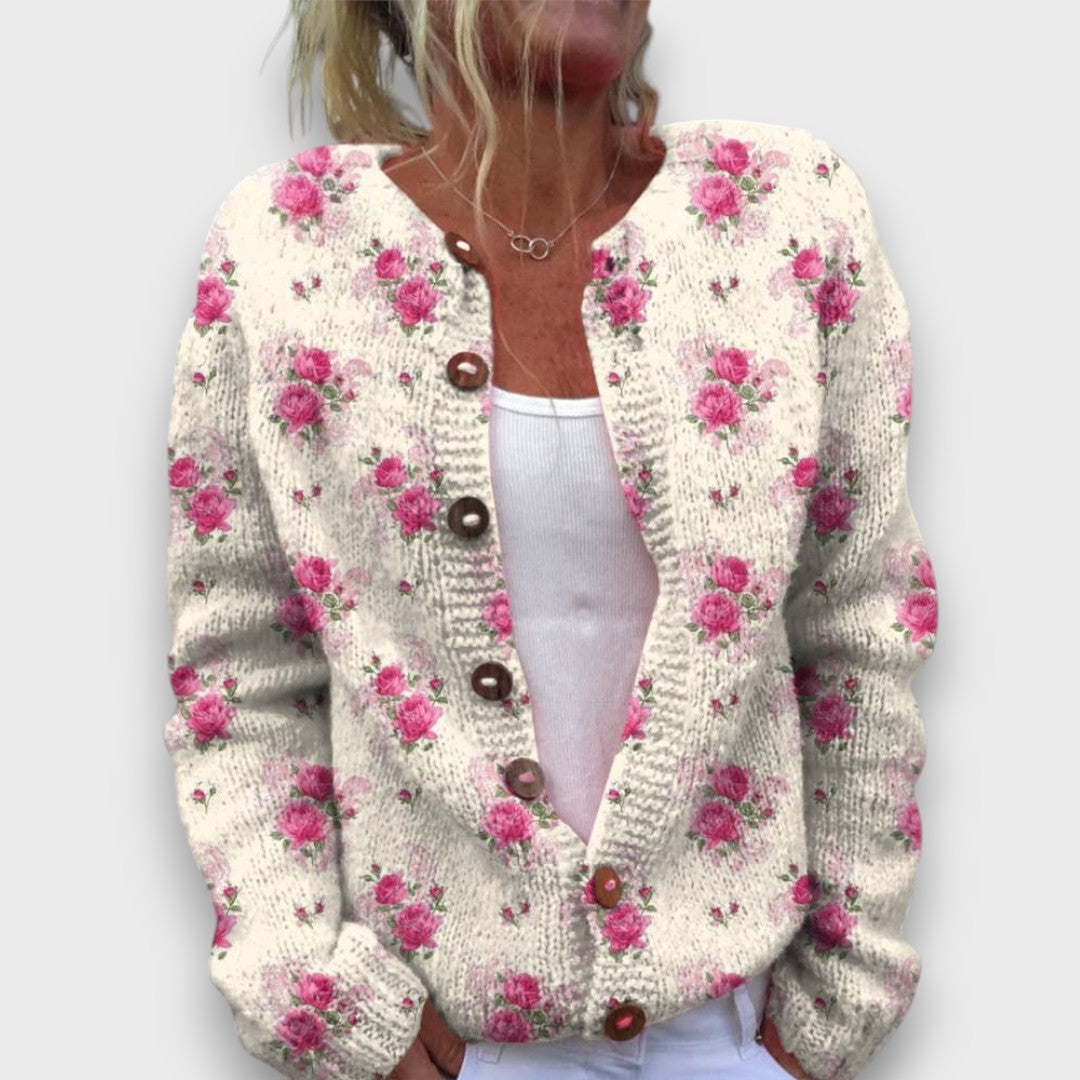 Rosalie – Cardigan with Rose Print