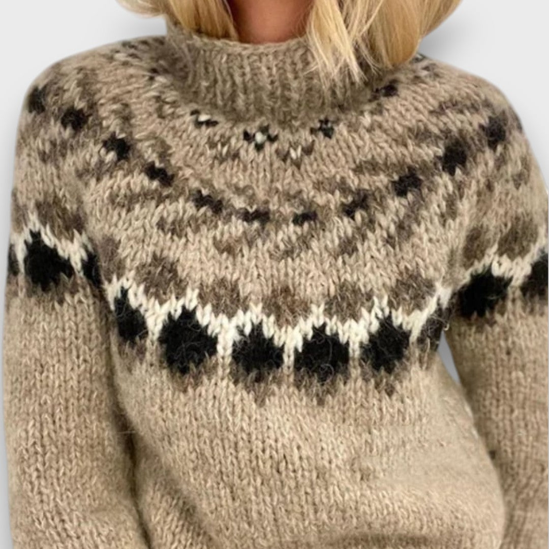 Wenara – Jacquard Knit Sweater in Vintage Style