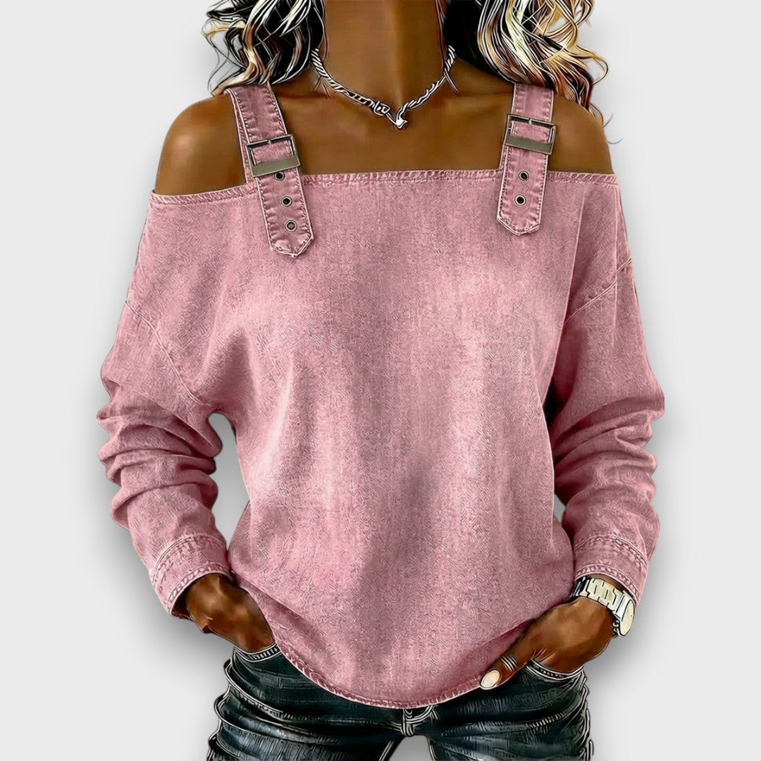 Elama – Off-Shoulder Denim Top