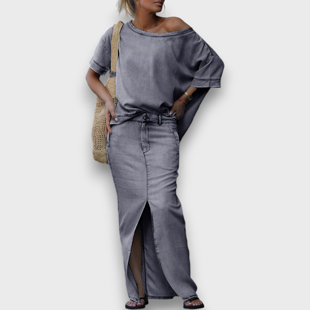 Kenlia – Casual Tencel Denim Two-Piece Set