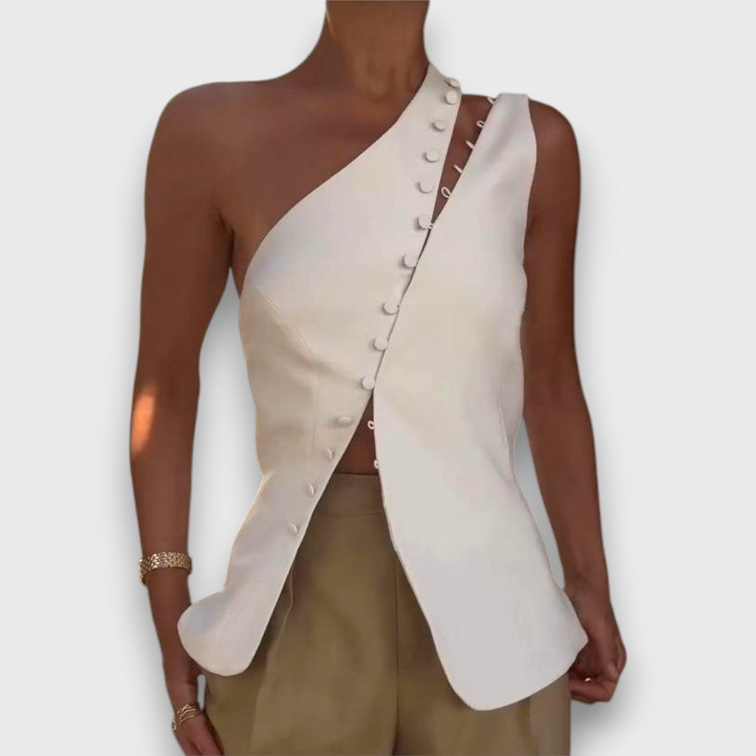 Elanor – Asymmetric Top with Button Detail