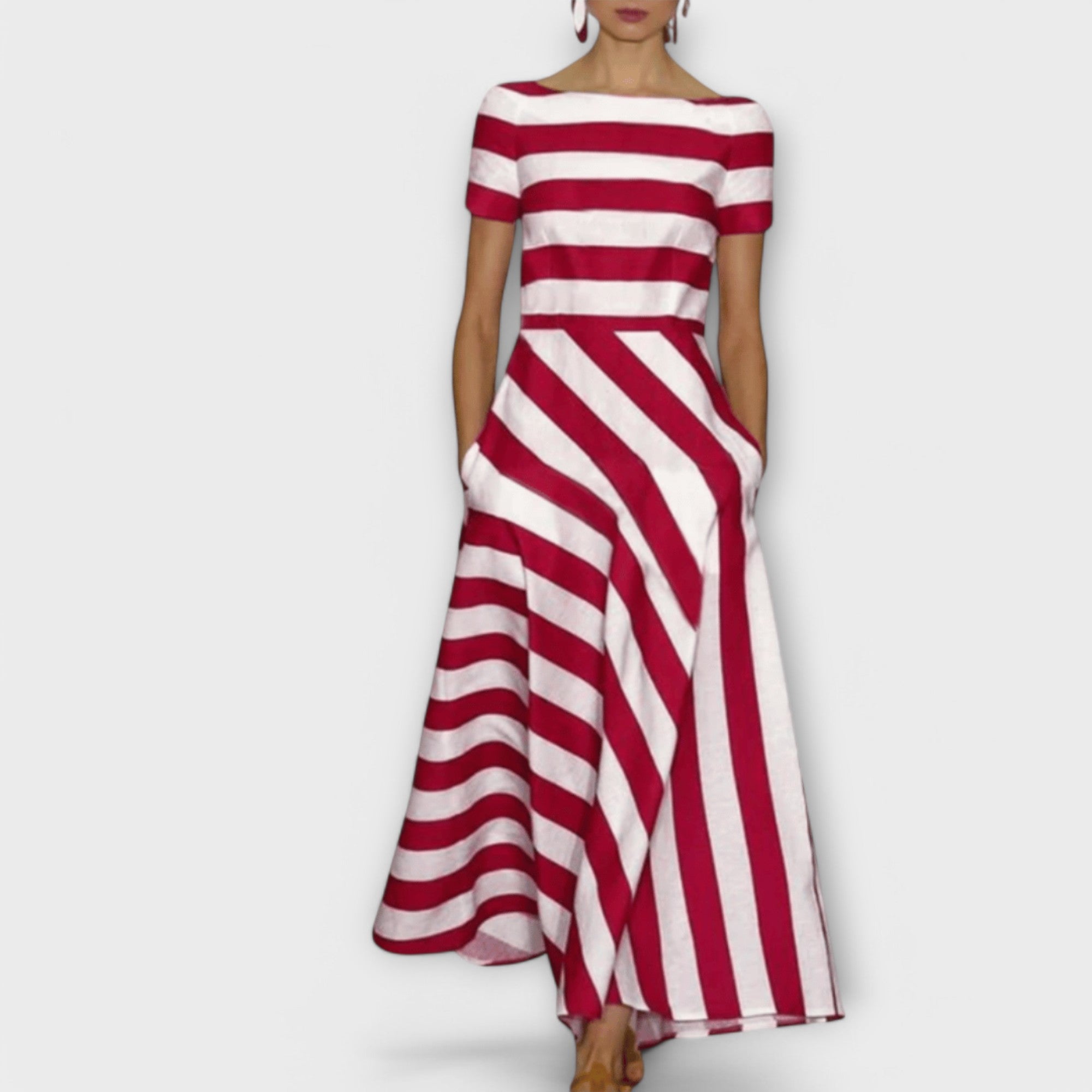 Miriane – Elegant Maxi Dress with Striped Detail
