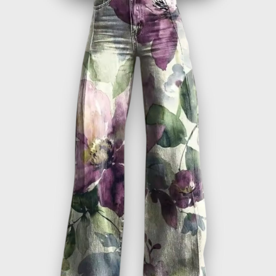 Cedrine – Wide-cut jeans with floral impression