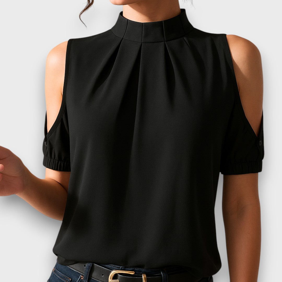 Noemie – Blouse with Shoulder Cut-Outs and Pleats