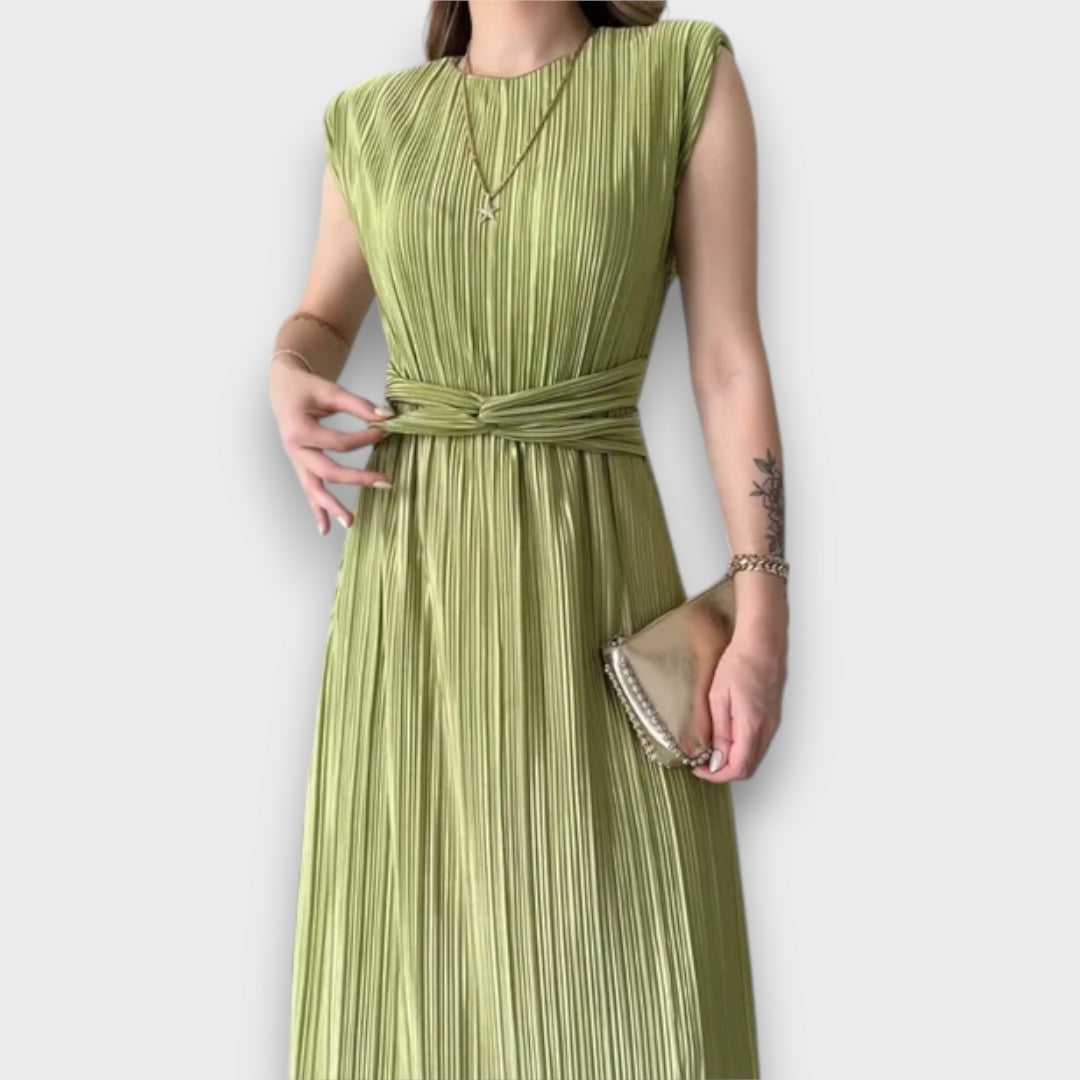 Nirelle – Pleated Midi Dress with Waist Detail