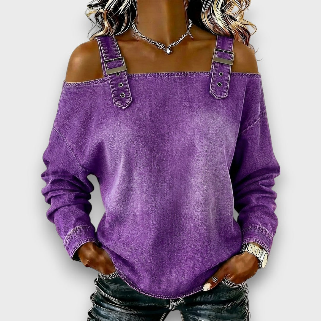 Elama – Off-Shoulder Denim Top