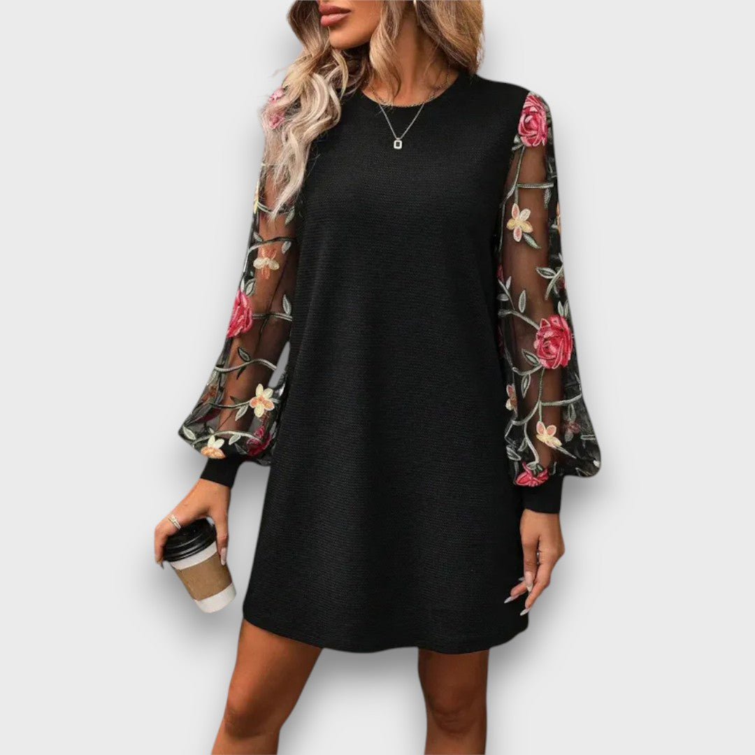 Mariana – Embroidered Sleeve Shift Dress
