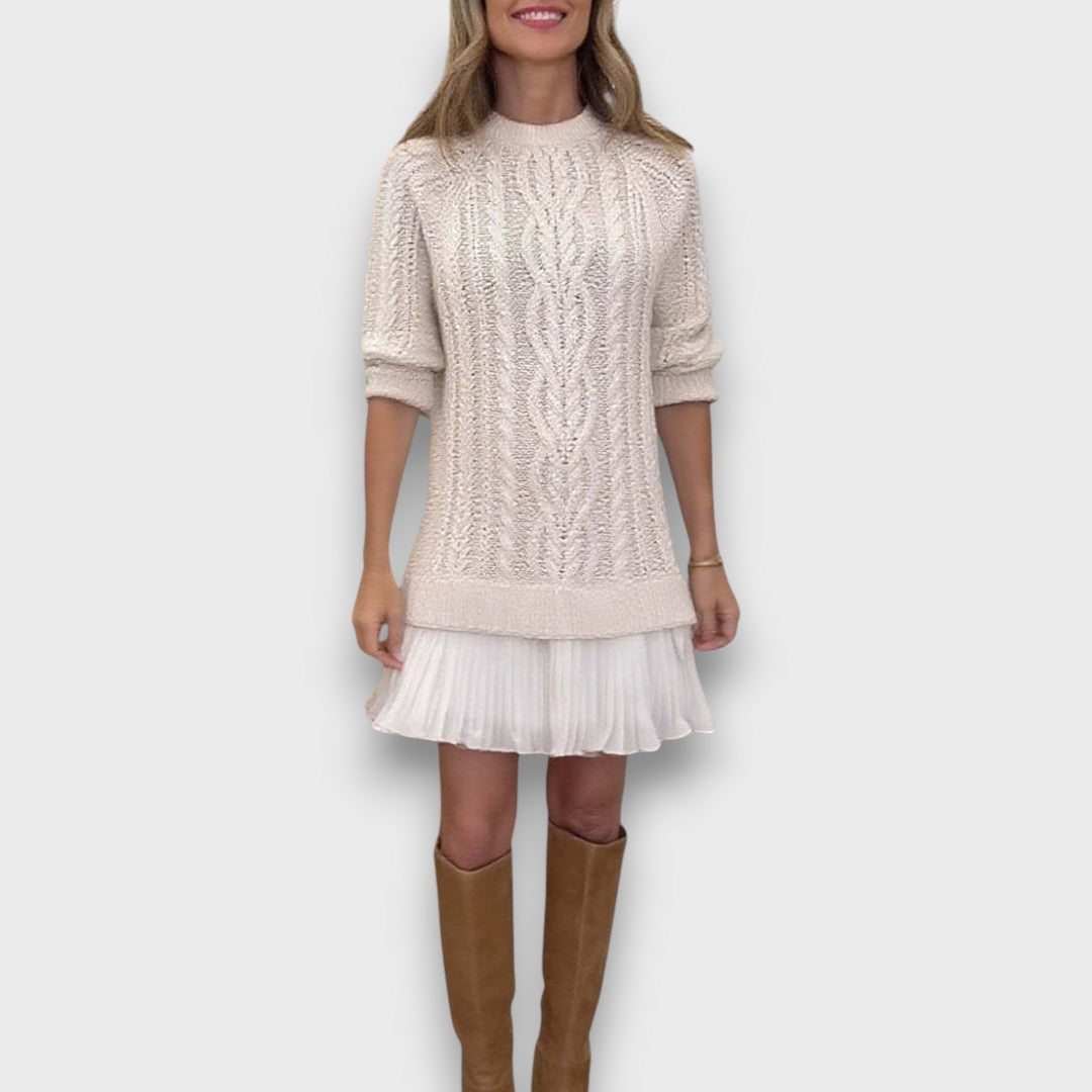 Clarisse – Knit Dress with pleated hem