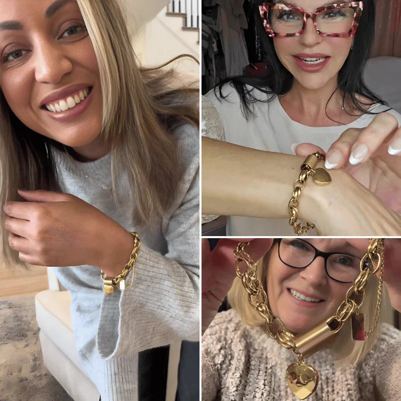 Amoria – Gold Chain Bracelet with Heart Accent