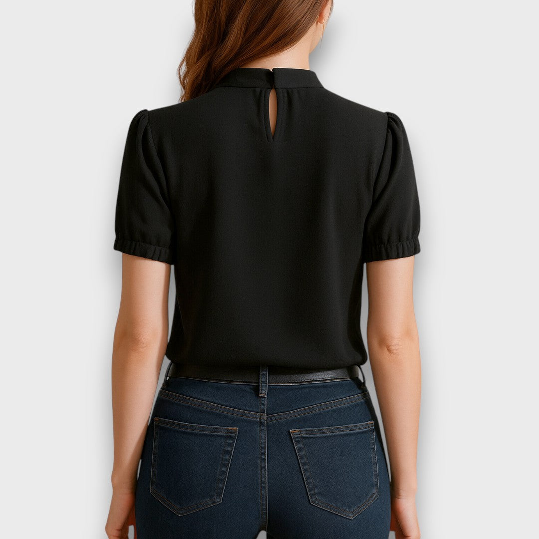 Noemie – Blouse with Shoulder Cut-Outs and Pleats