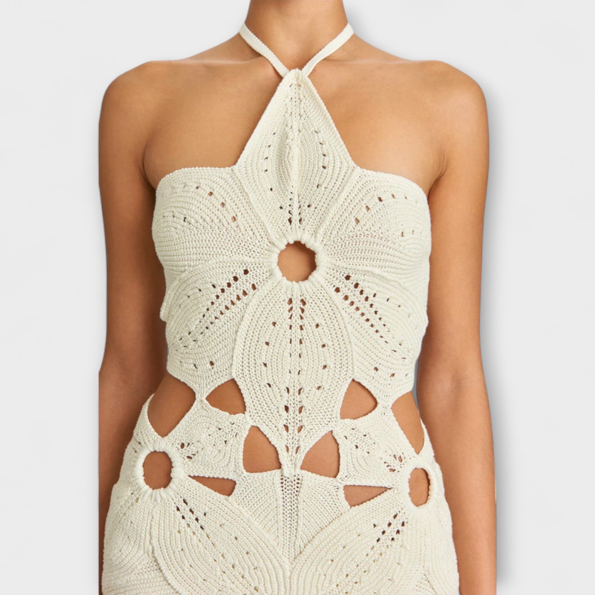 Ranyra – Crochet Dress with Cut-Out Design and Sculptural Effect