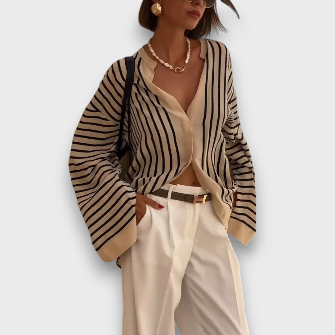 Maelis – Flowing Blouse with Vintage Stripes