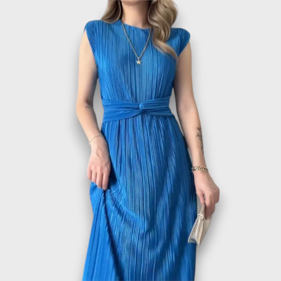Nirelle – Pleated Midi Dress with Waist Detail