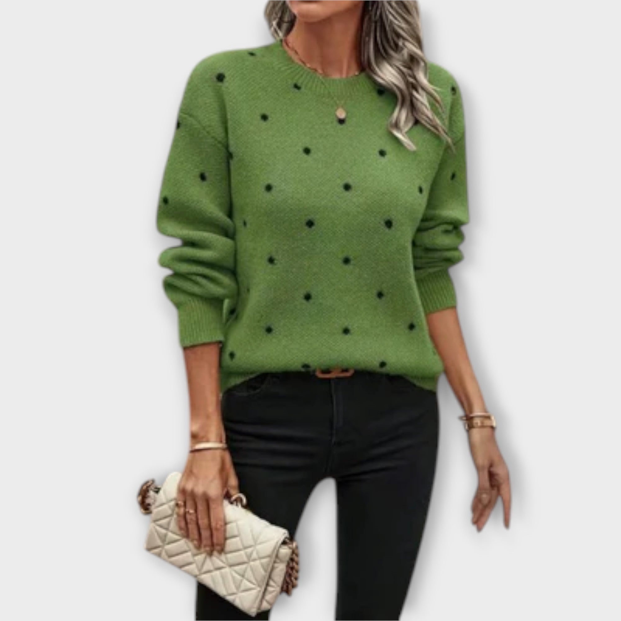 Lorela – Knit Sweater with Polka Dot Pattern