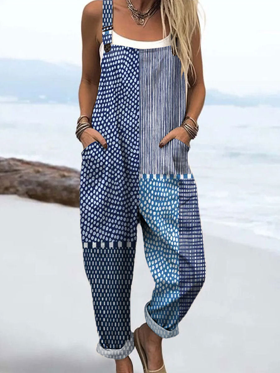 Florentina | Blue Patchwork Jumpsuit