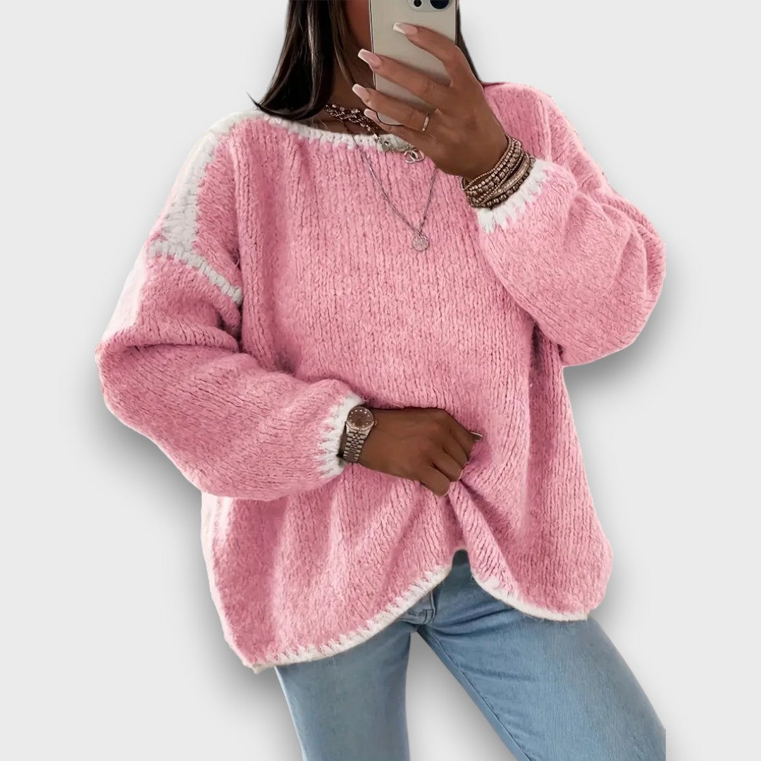 Mirellan– Cozy Contrast Knit Sweater