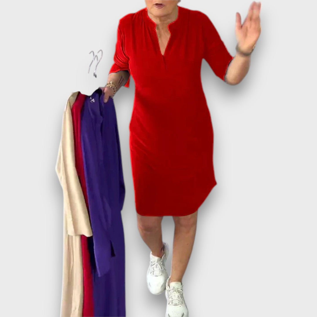 Mireysa – Dress with V-neck and 3/4 sleeves