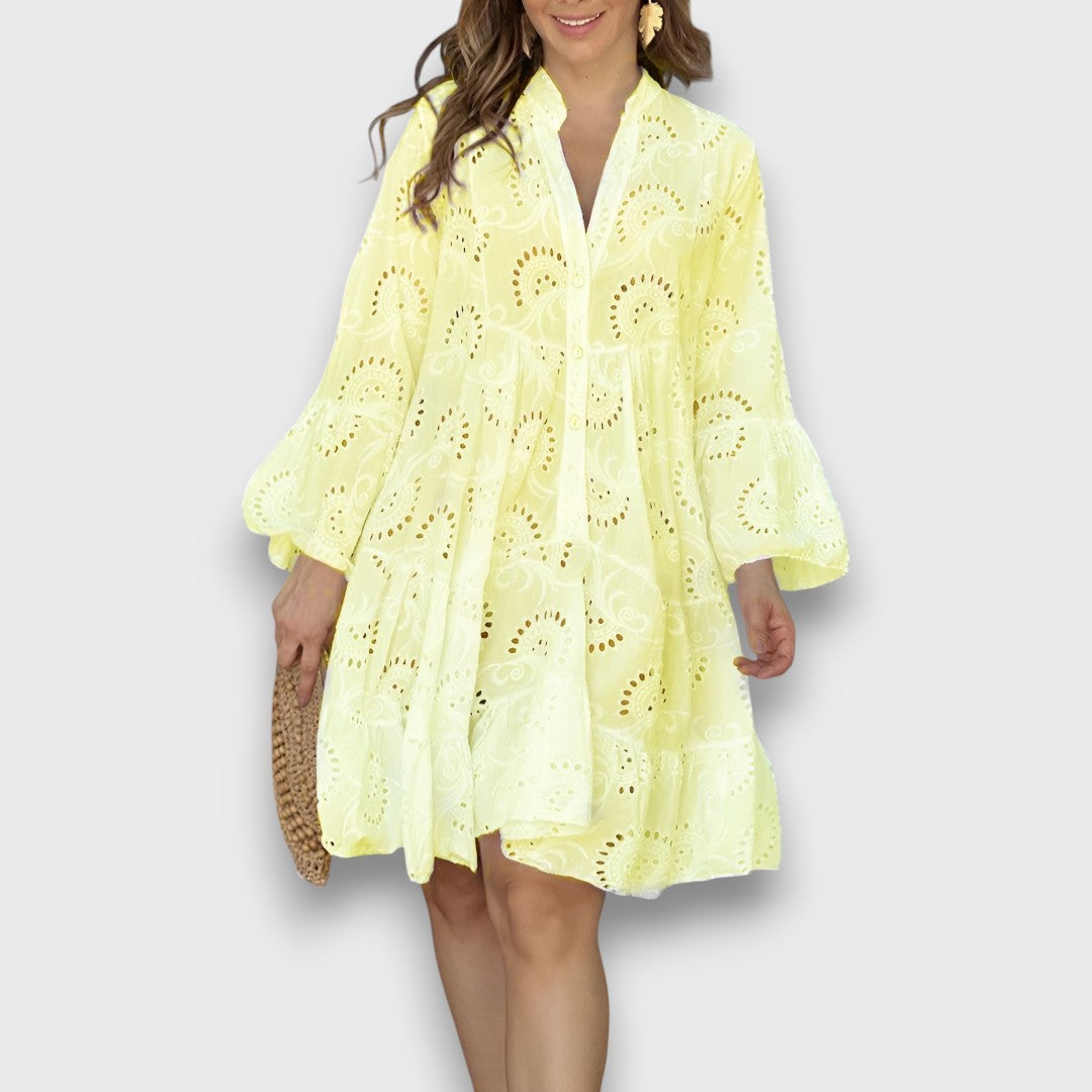 Merelina – Dress with Embroidery and Ruffled Sleeves