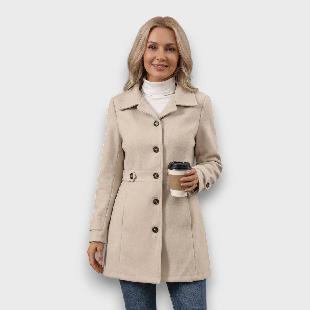 Elle – Tailored Wool-Blend Button Coat